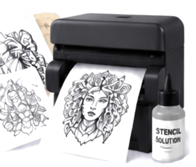 Thermal printer outputting a stencil beside flash sheets and stencil solution