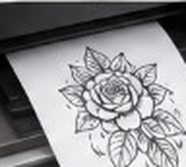 Printed rose stencil on a printer
